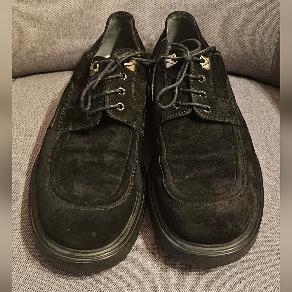 VITTORIO VIRGILI Handcrafted lace-up Men's Black Suede Shoes.Sz.43